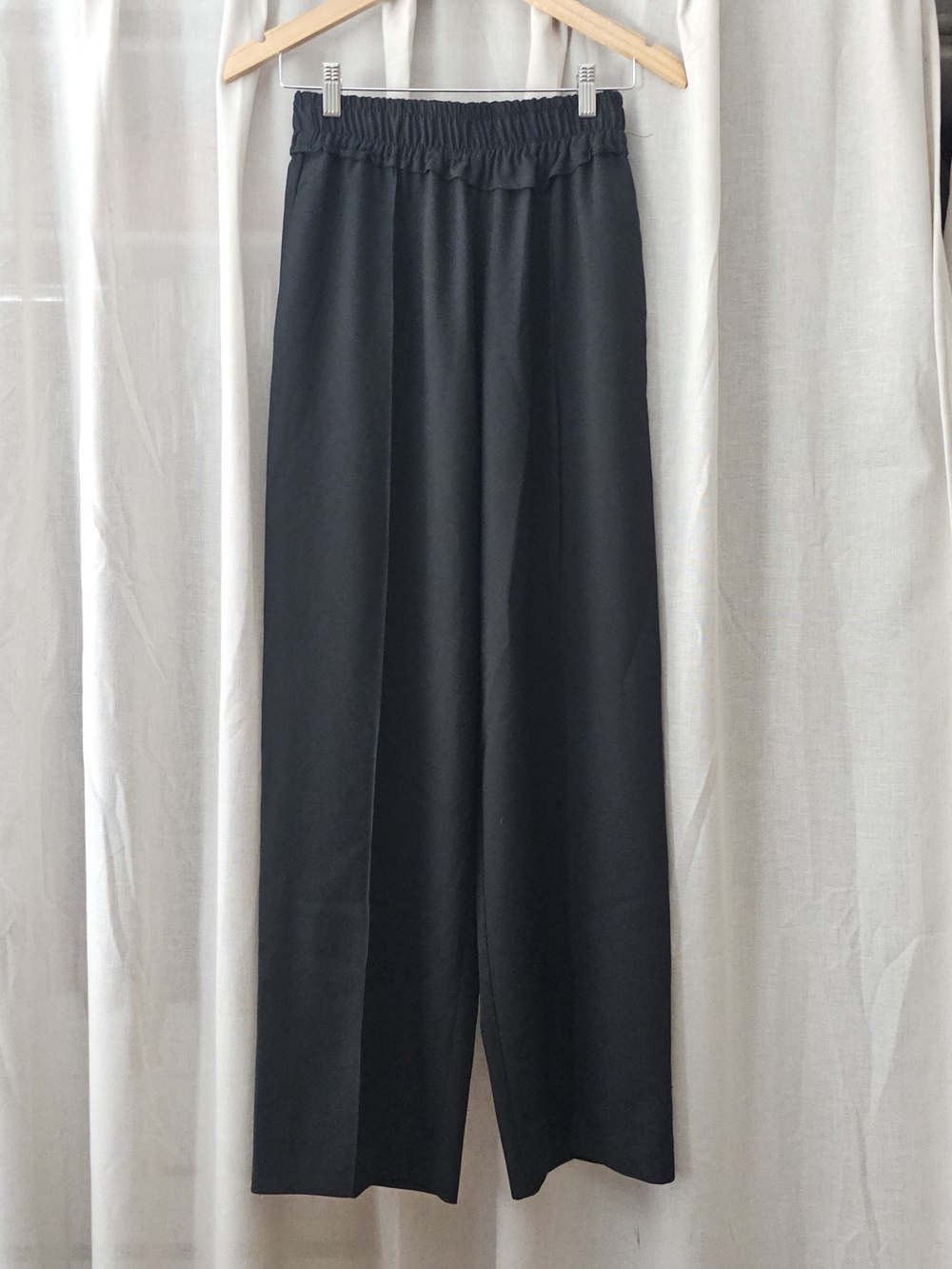 Topshop Black Wide Leg Pull On Trousers Elastic Waist Size US 2 UK 6 EU 34